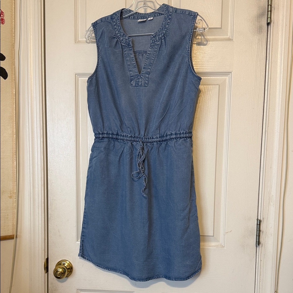 GAP Sleeveless Denim Dress with Drawstring Waist
